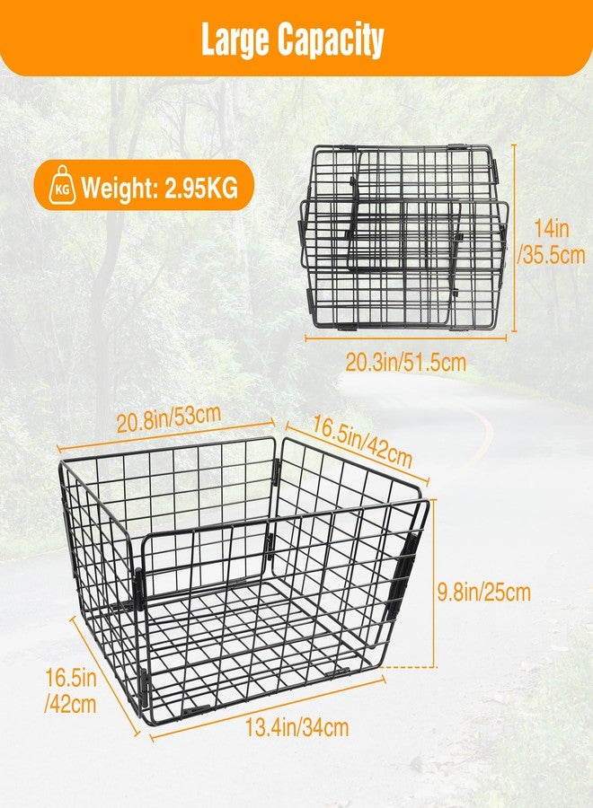 WEEROCK Tricycle Rear Basket Folding Large Capacity Baskets Steel Basket for 20 24 26 Inch Tricycles Trike, Black - Image 2